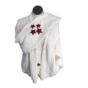 Taylor Swift White Cable Knit Cardigan 2XL Red Star Eras Tour Embroidered Logo S